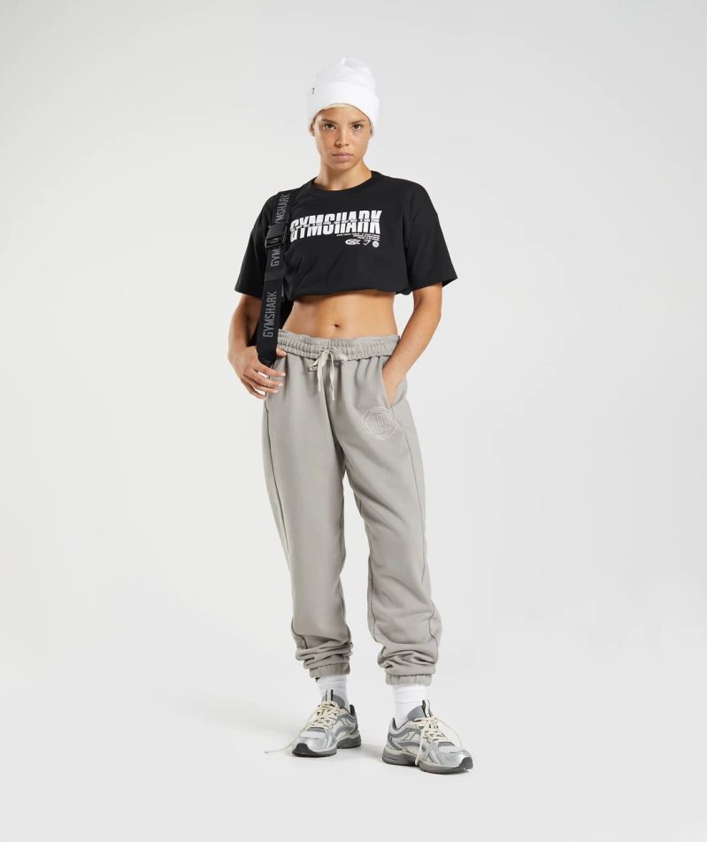 Women's Gymshark GS10 Year Midi Cropped Tops Black | CA 17D35A